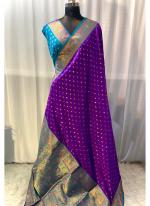 Pure Paithani Silk Purple Wedding Wear Weaving Saree